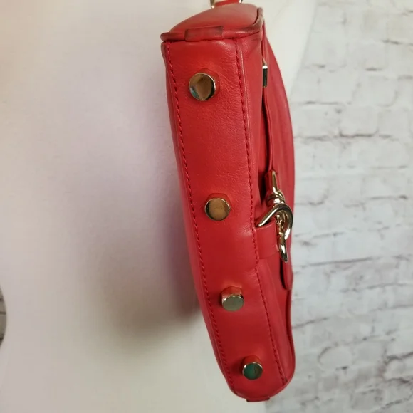 Rebecca Minkoff Mini Mac Orange Leather Crossbody Handbag - Picture 6 of 12